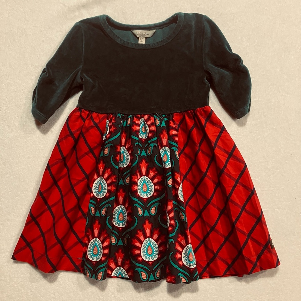 Matilda Jane Holiday In The Spirit Velvet Dress Size 4 Christmas- Ships Same Day